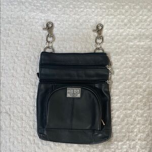 Black Leather Belt Clip Bag with Harley- Davidson 100 Year Commemorative Pin